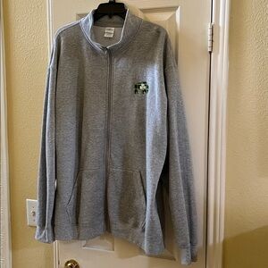 Men's Port & Company Lightweight Gray Full-Zip Sweatshirt-Buffalo 🦬☘️Chest Patch